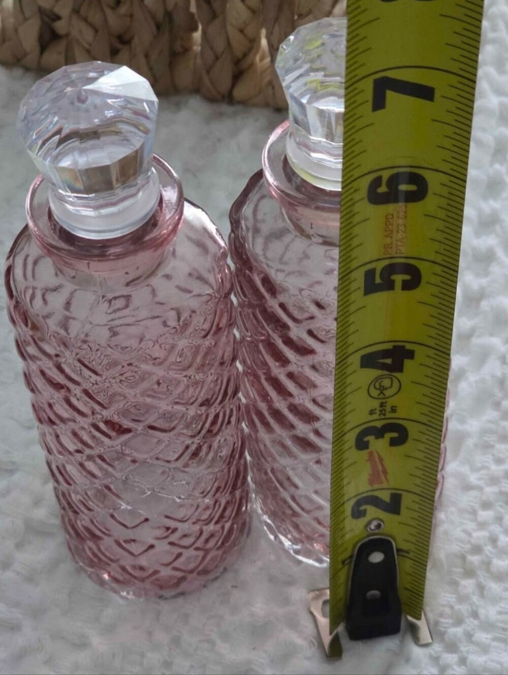 (2) Light Pink Vanity Jars w/faux Crystal Top Seals. - Picture 5 of 5